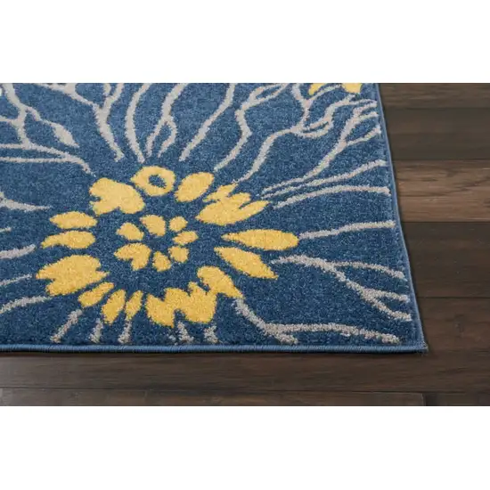 Blue Tropical Flower Area Rug Photo 7