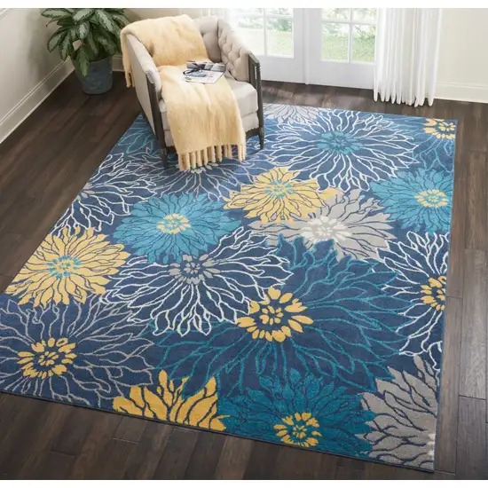 Blue Tropical Flower Area Rug Photo 6