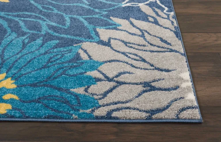 Blue Tropical Flower Area Rug Photo 3