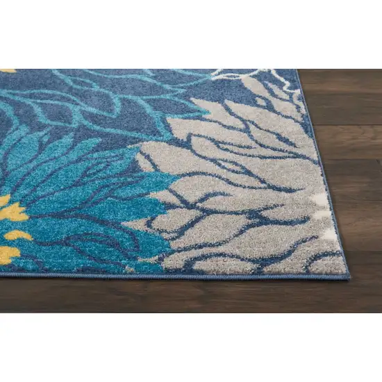 Blue Tropical Flower Area Rug Photo 3