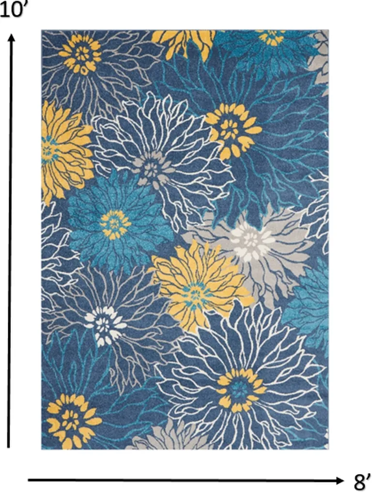 Blue Tropical Flower Area Rug Photo 4