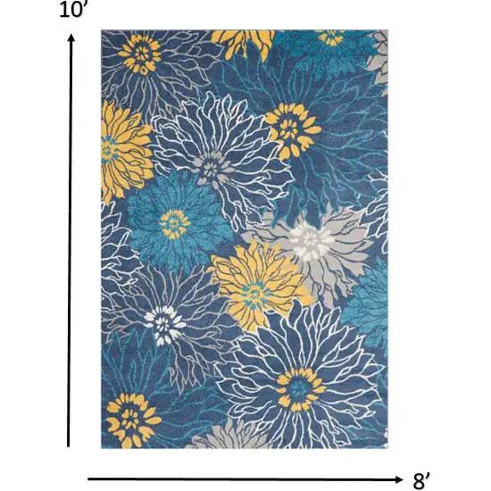 Blue Tropical Flower Area Rug Photo 4