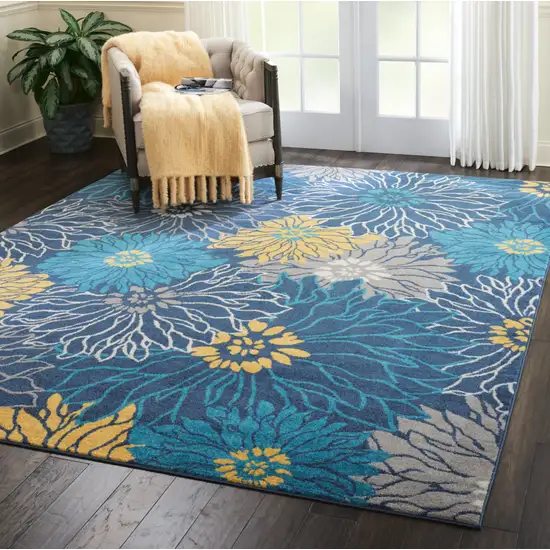 Blue Floral Power Loom Area Rug Photo 6