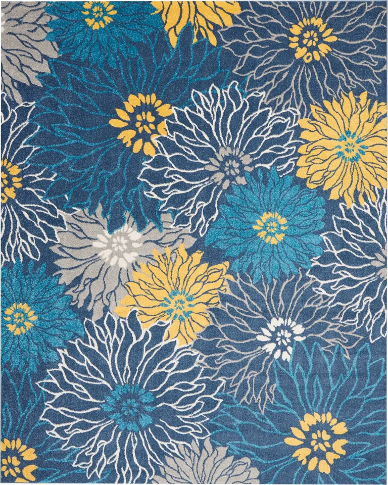 Blue Tropical Flower Area Rug Photo 1