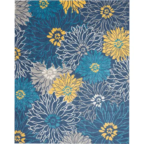 Blue Tropical Flower Area Rug Photo 1