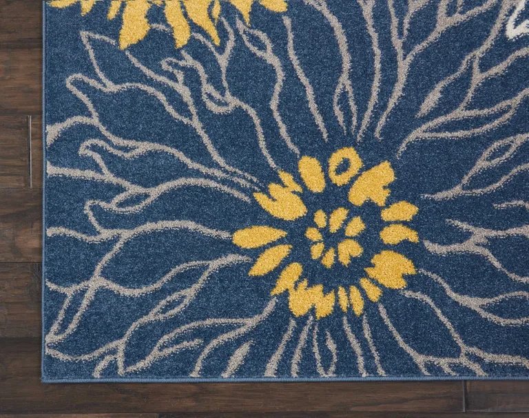 Blue Tropical Flower Area Rug Photo 2