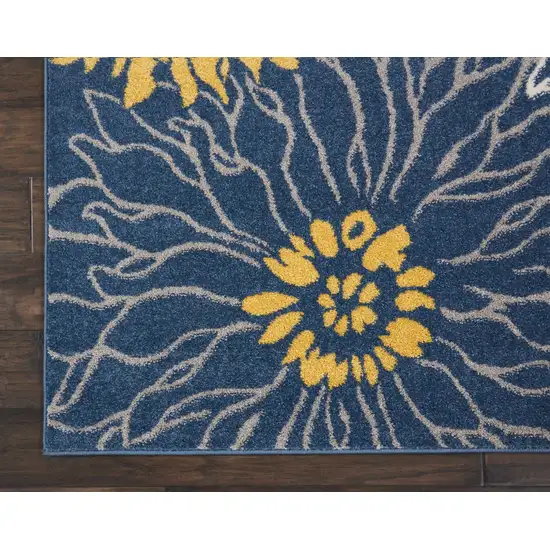 Blue Tropical Flower Area Rug Photo 2