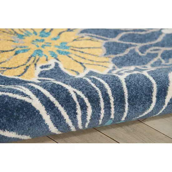 Blue Tropical Flower Area Rug Photo 5