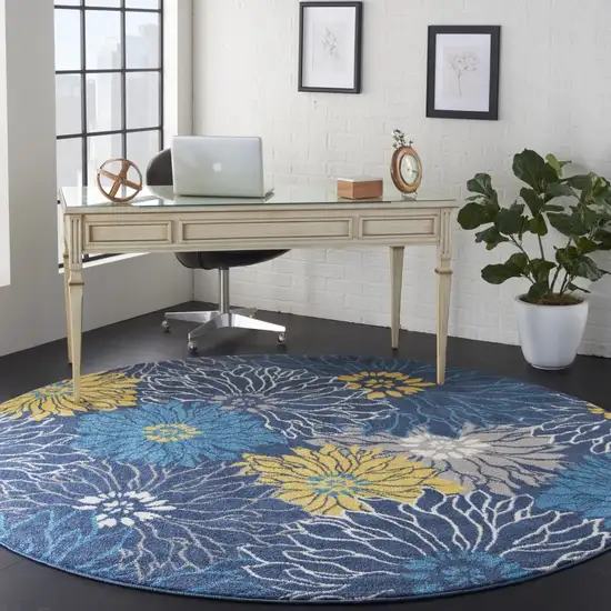 Blue Tropical Flower Area Rug Photo 7