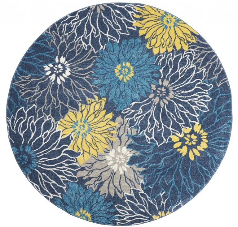 Blue Tropical Flower Area Rug Photo 1