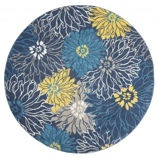 Blue Tropical Flower Area Rug Photo 1