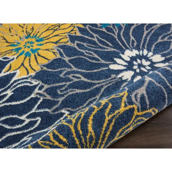 Blue Tropical Flower Runner Rug Photo 3