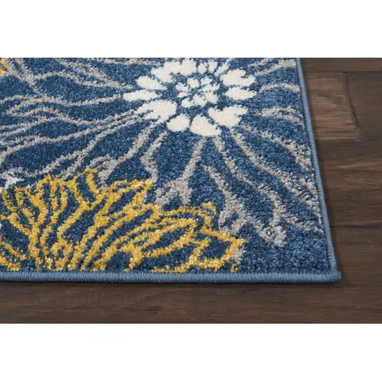 Blue Tropical Flower Runner Rug Photo 4