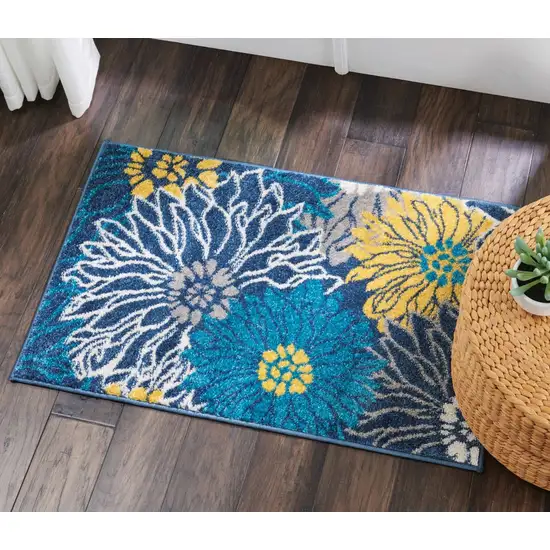 Blue Tropical Flower Scatter Rug Photo 6