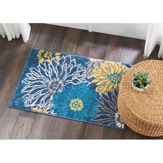 Blue Tropical Flower Scatter Rug Photo 5