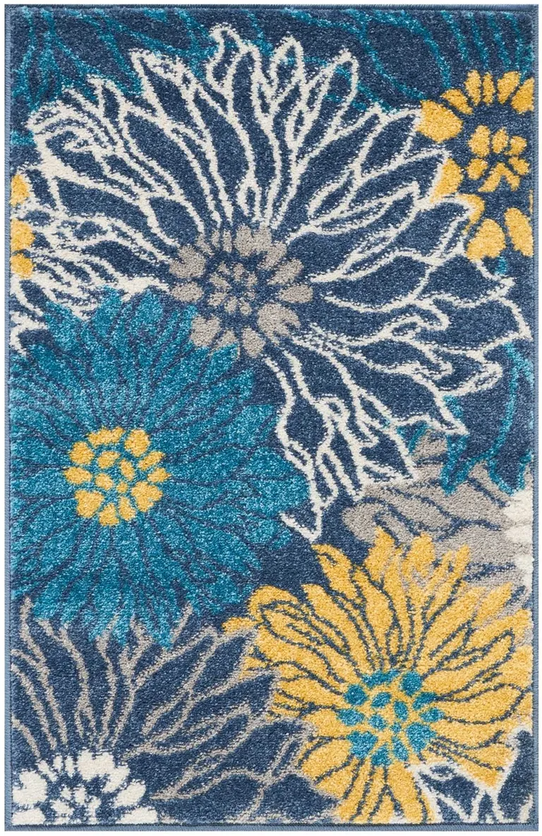 Blue Tropical Flower Scatter Rug Photo 5