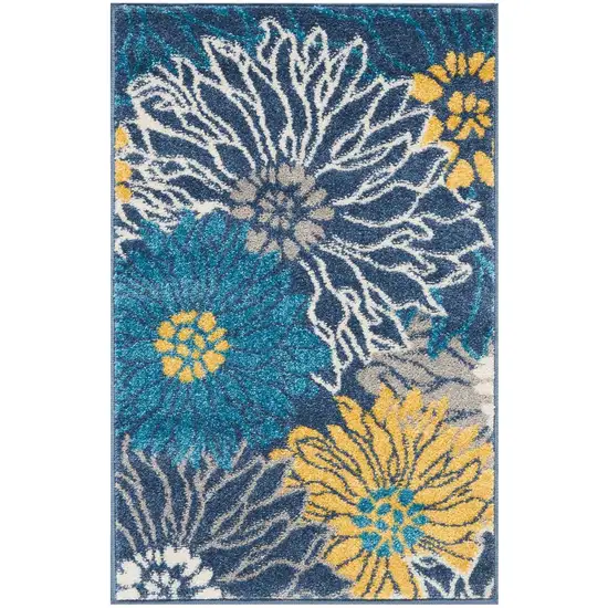 Blue Tropical Flower Scatter Rug Photo 1