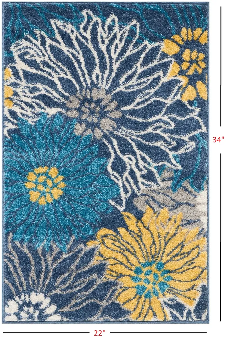 Blue Tropical Flower Scatter Rug Photo 1