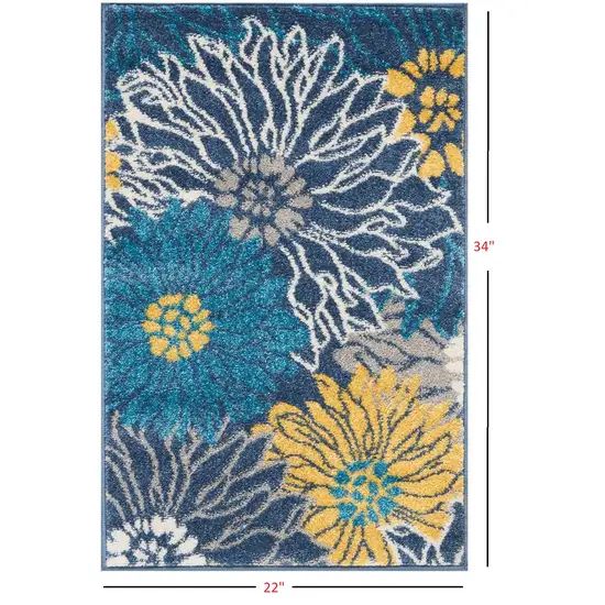 Blue Tropical Flower Scatter Rug Photo 4