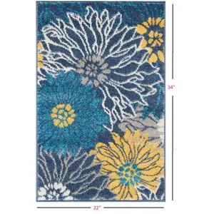 Photo of Blue Tropical Flower Scatter Rug