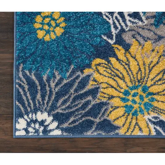 Blue Tropical Flower Scatter Rug Photo 2