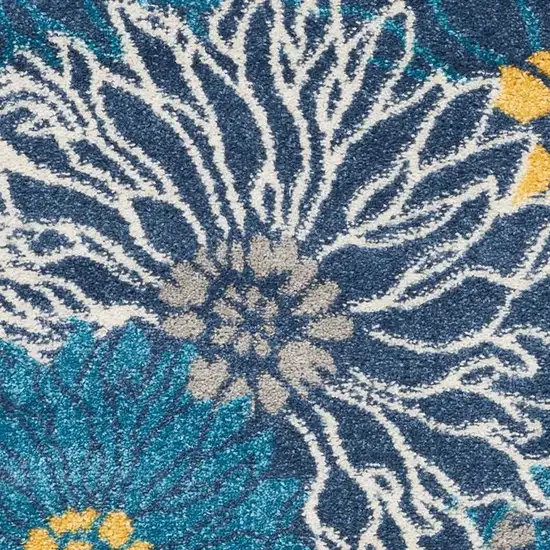 Blue And Gold Floral Area Rug Photo 5