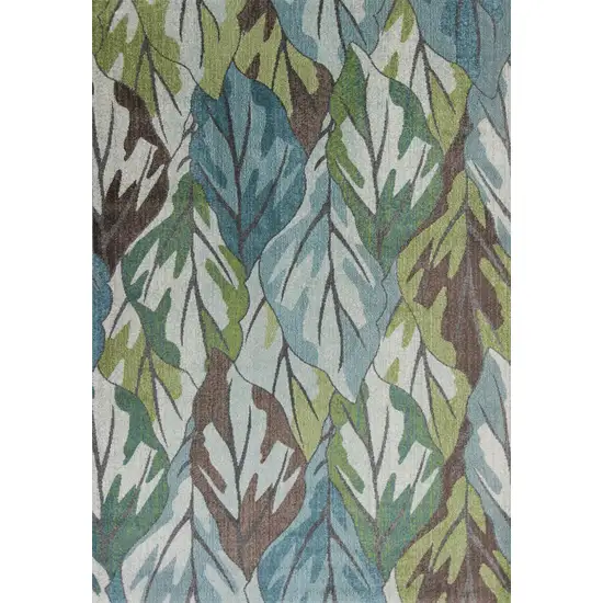 Blue Tropical Leaves Indoor Area Rug Photo 2