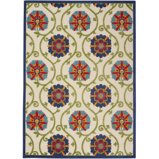 Ivory And Blue Indoor Outdoor Area Rug Photo 7