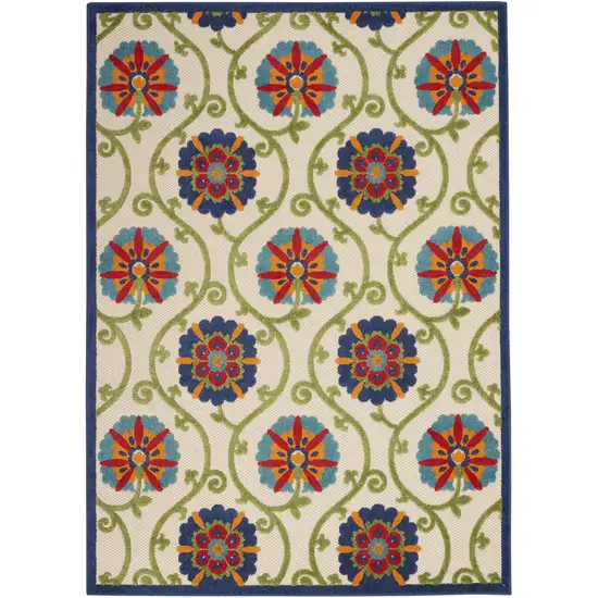 Ivory And Blue Indoor Outdoor Area Rug Photo 1