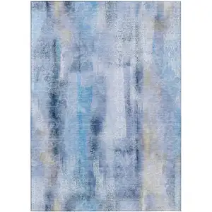 Photo of Blue Washable Non Skid Indoor Outdoor Area Rug