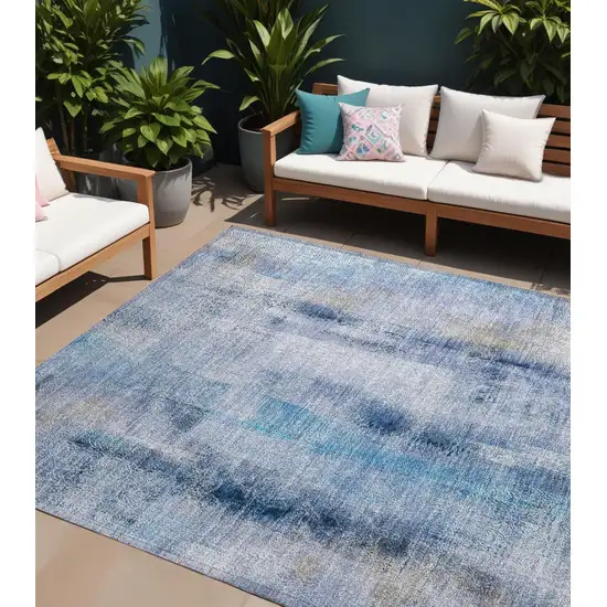 Blue Washable Non Skid Indoor Outdoor Area Rug Photo 1