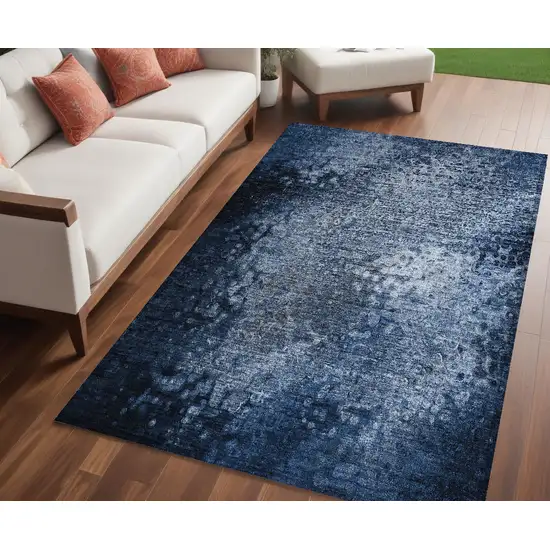 Blue Washable Non Skid Indoor Outdoor Area Rug Photo 1