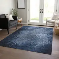 Photo of Blue Washable Non Skid Indoor Outdoor Area Rug