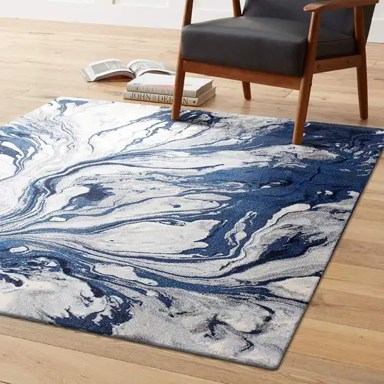 Blue Watercolor Indoor Area Rug Photo 3