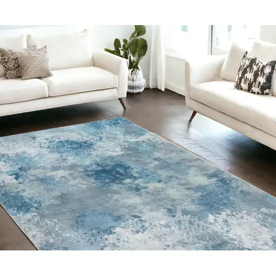 Blue Abstract Dhurrie Area Rug Photo 1