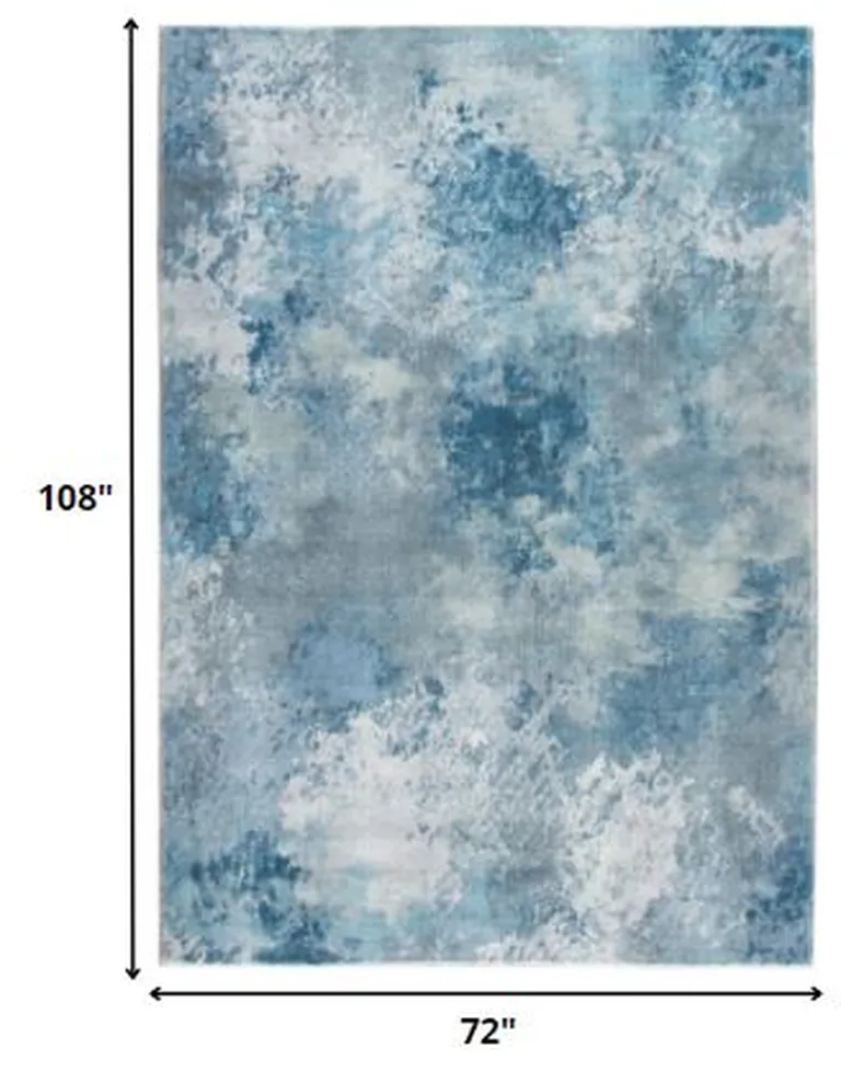 Blue White Abstract Sky Area Rug Photo 5