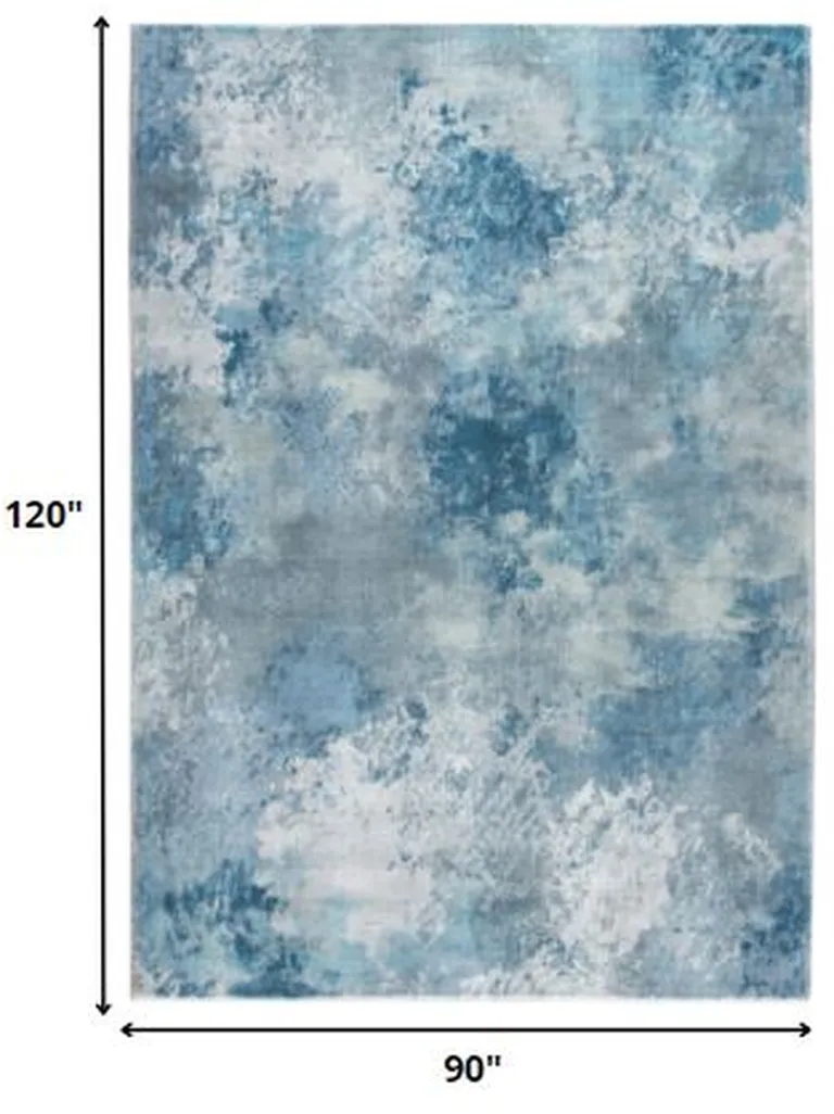 Blue White Abstract Sky Area Rug Photo 5