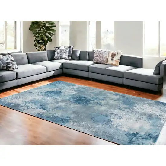 Blue Abstract Dhurrie Area Rug Photo 1