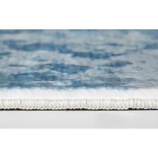 Blue White Abstract Sky Runner Rug Photo 6