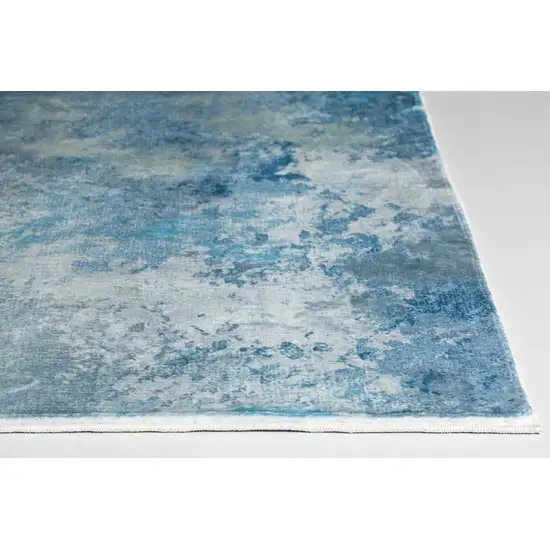 Blue White Abstract Sky Runner Rug Photo 2