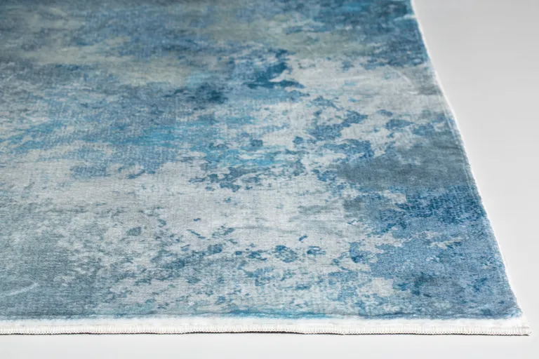 Blue White Abstract Sky Runner Rug Photo 2