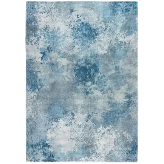 Blue White Abstract Sky Runner Rug Photo 1