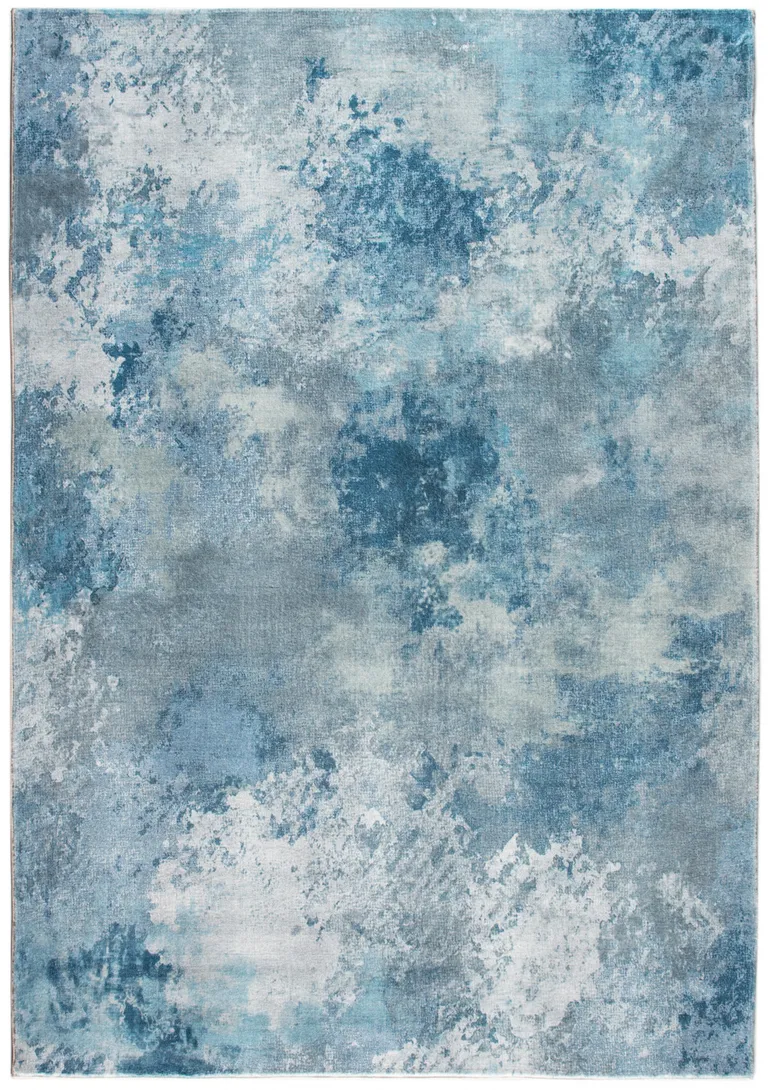 Blue White Abstract Sky Runner Rug Photo 1