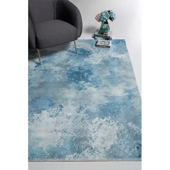 Blue White Abstract Sky Runner Rug Photo 7