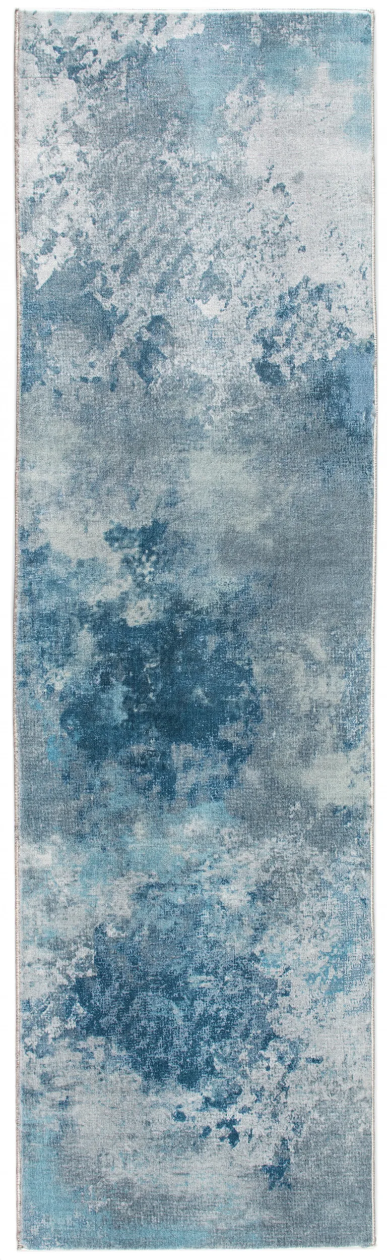 Blue White Abstract Sky Runner Rug Photo 4