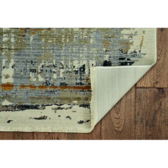 Blue White Distressed Traditional Area Rug Photo 5