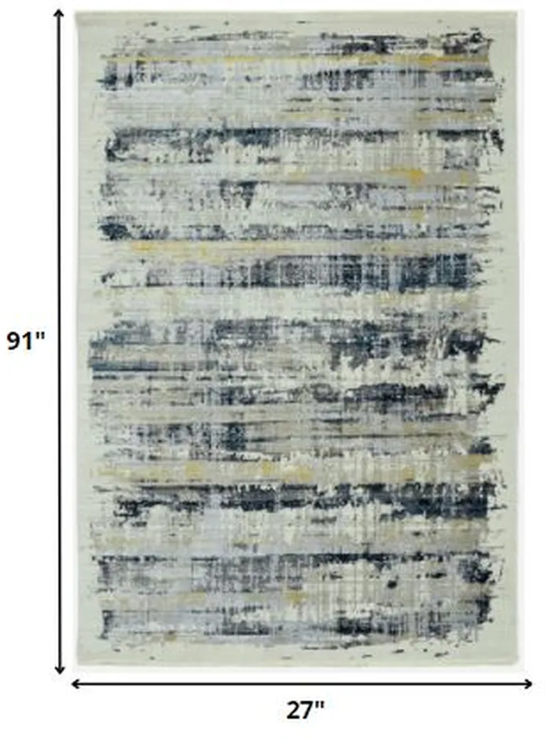 Blue White Distressed Traditional Area Rug Photo 3