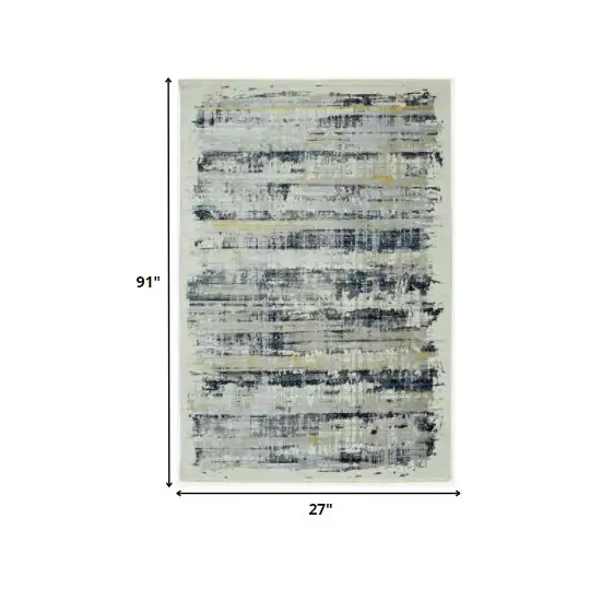 Blue White Distressed Traditional Area Rug Photo 3