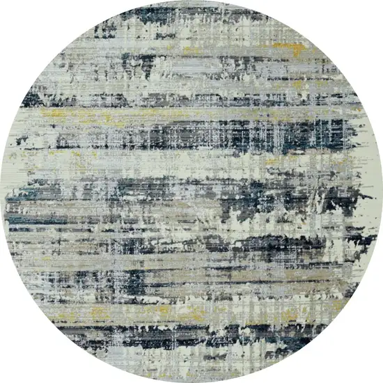 8' Blue Round Abstract Area Rug Photo 2