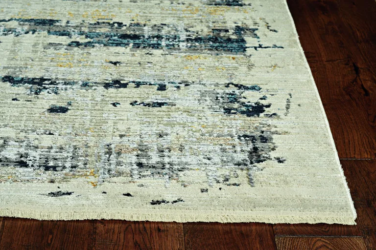 Blue White Distressed Traditional Area Rug Photo 4